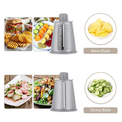 Multipurpose 5-In-1 Rotary Cheese Grater, Upgraded Cheese Shredder with Rubber Suction Base, Versatile Drum Blades for Vegetables, Nuts, and More, Includes Storage Box, Cleaning Brush, and Peeler